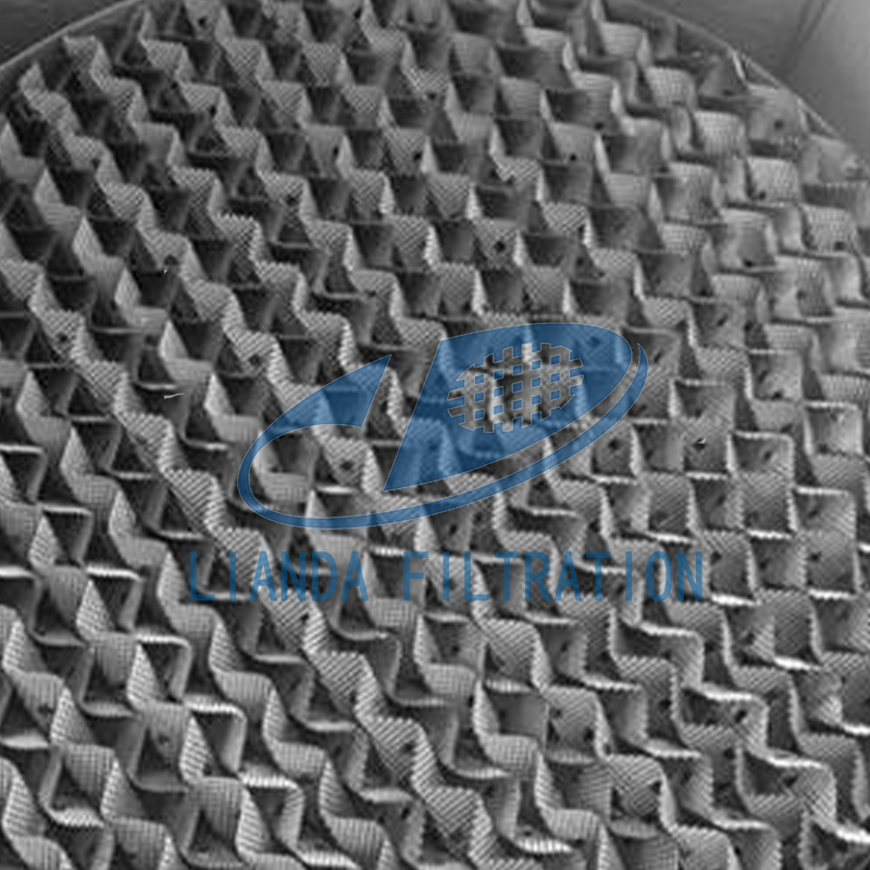 Metal perforated plate corrugated packing