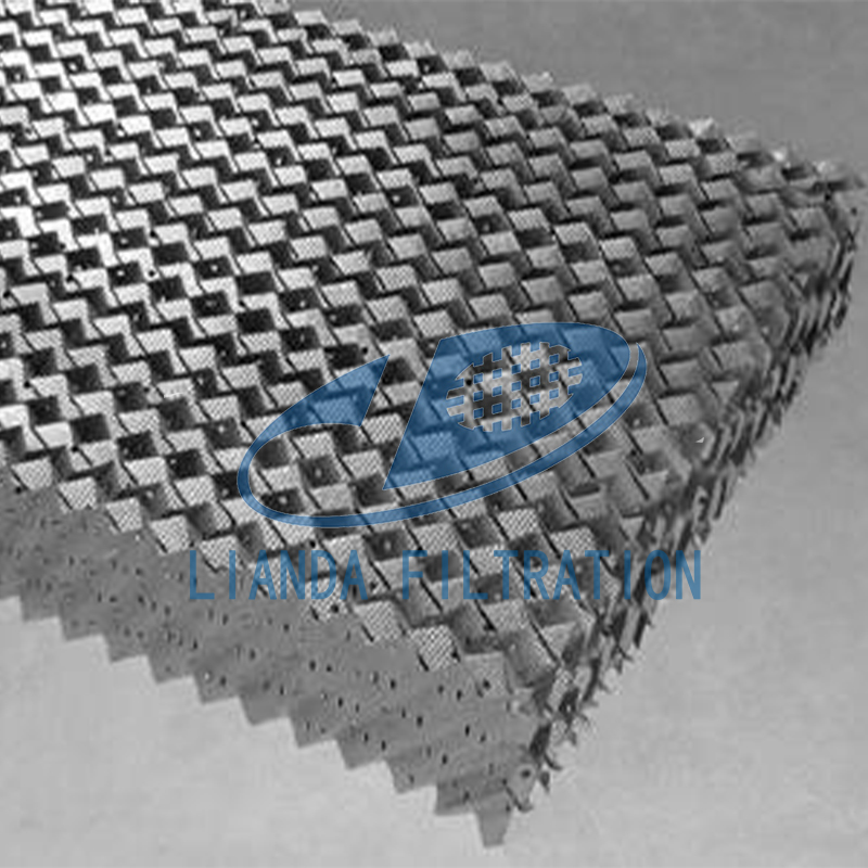 Metal perforated plate corrugated packing