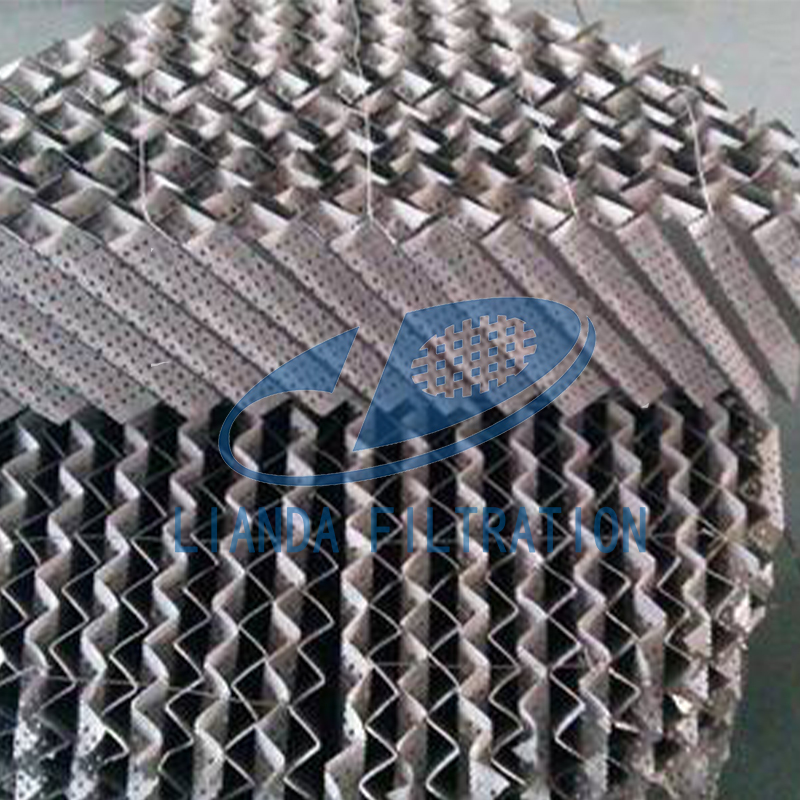 Metal perforated plate corrugated packing